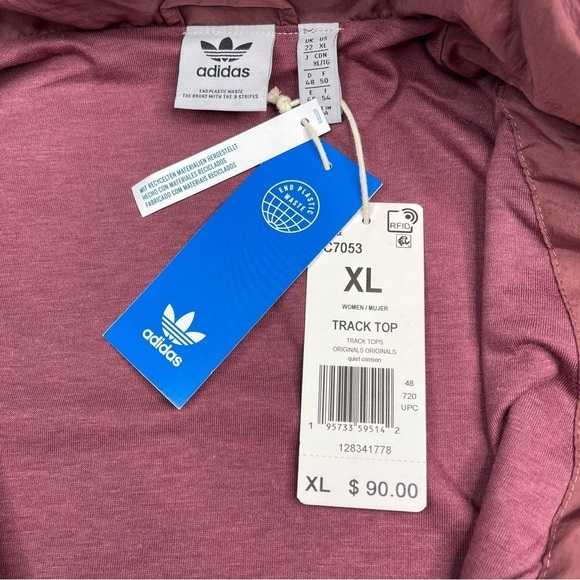Adidas Track Jacket Full Zip Trefoil Mauve Outdoor Athletic Street Running New - Picture 14 of 16